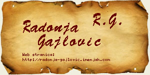 Radonja Gajlović vizit kartica